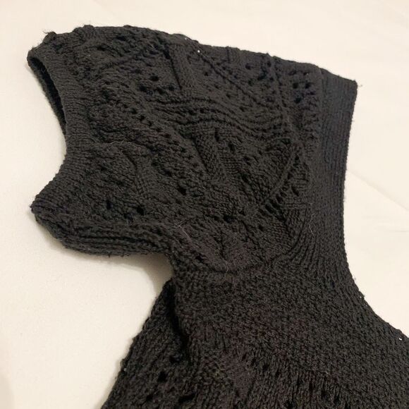 Zara Crochet Granny Square Neck puff sleeves cropped knit top boho y2k Sz M - Picture 4 of 8